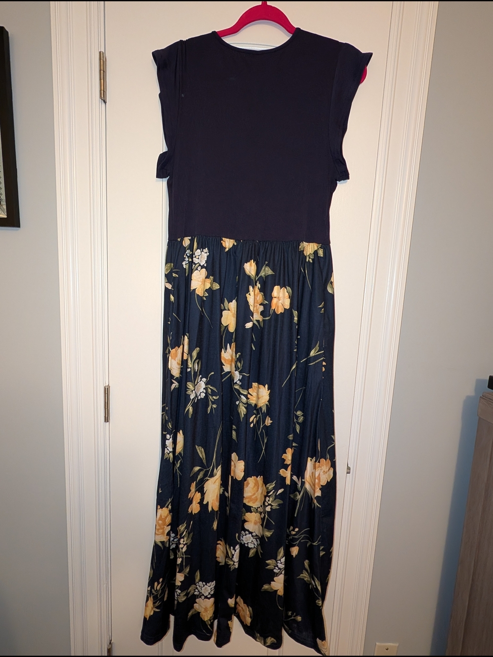 Women's Navy & Yellow Floral Maxi Dress Size XL - Picture 5 of 7